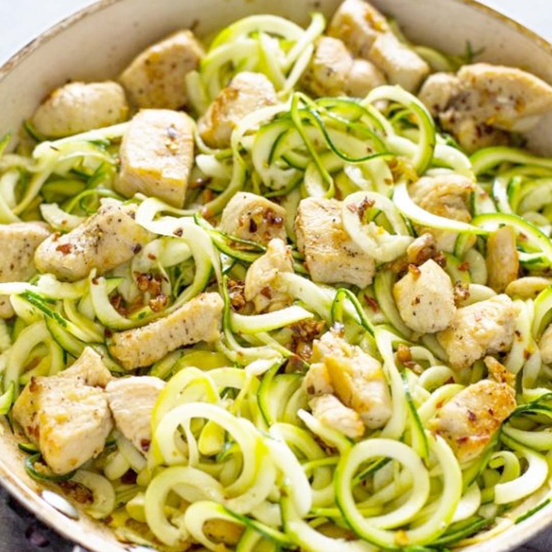 Zucchini pasta con pollo