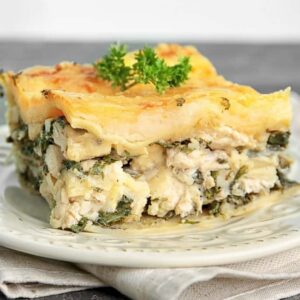 Lasaña de brócoli con pollo